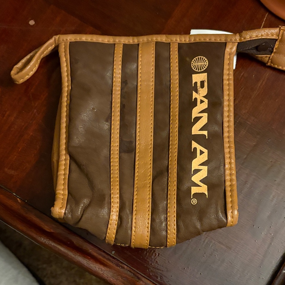 Vintage Pan Am first class leather amenity bag